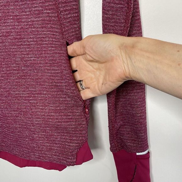 LULULEMON Runderful 1/2-Zip Womens 4 Mini Check Red Berry Rumble Running - Picture 7 of 14